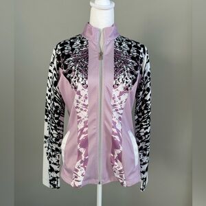 Animal Print Golf Activewear Full Zip Jacket Size Small